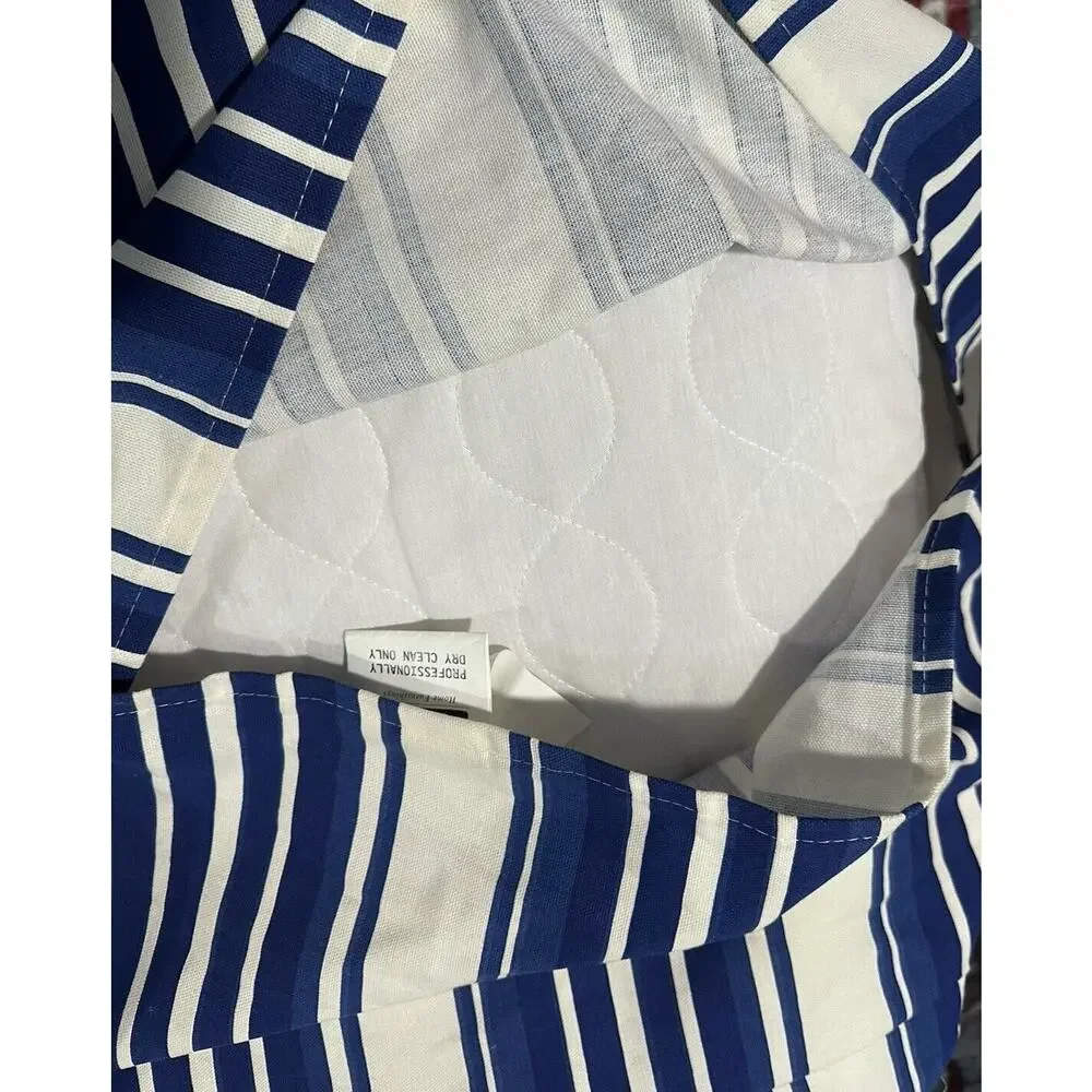 Thomasville Cayman II Blue White Stripe Euro Shams 26 X 26 Envelope Closure
